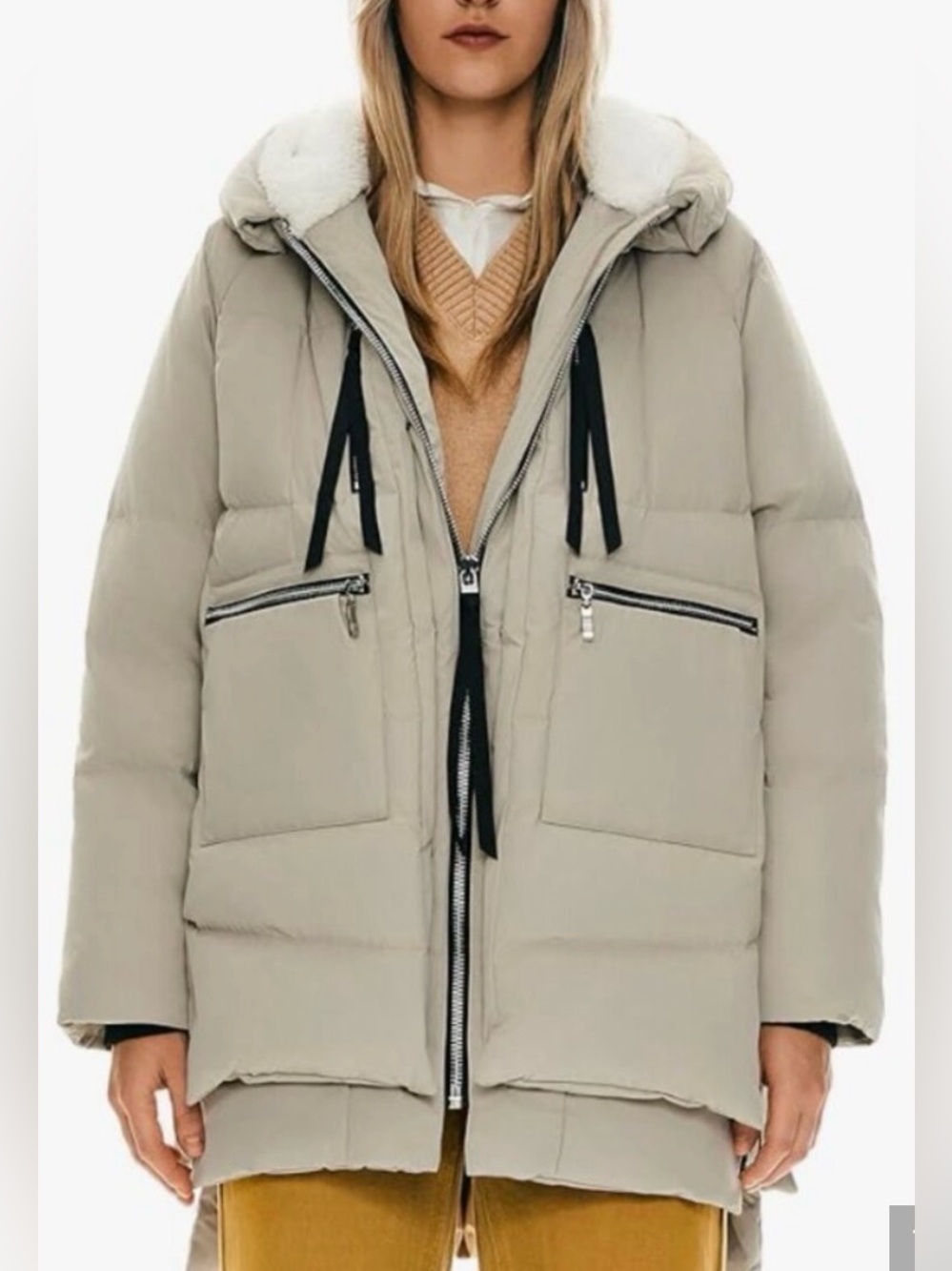 Orolay Women's Hooded Puffer Coat in Light Beige
